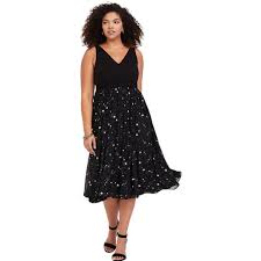 torrid Black Star-Print Midi Dress
